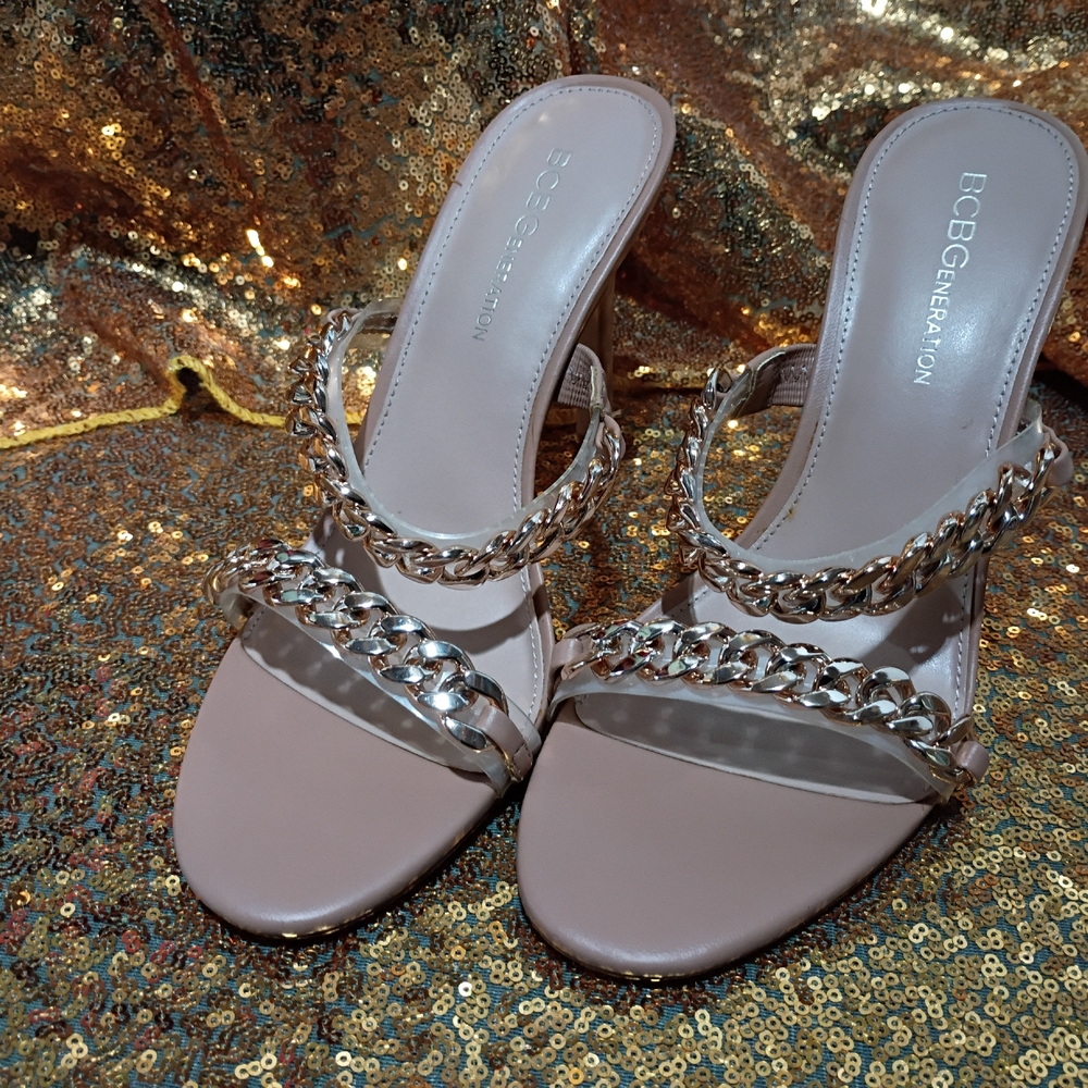 BCBGeneration Women's Pink Chain Strap Sandals